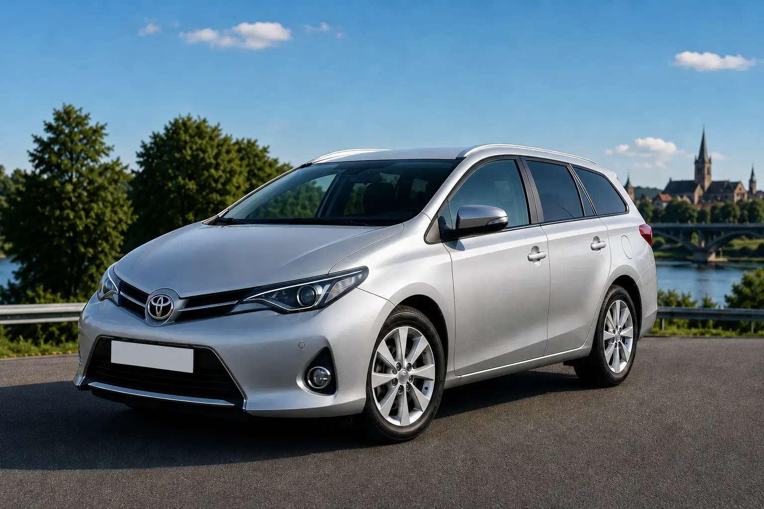 Srebrna Toyota Auris Touring Sports dostępna w RentWay